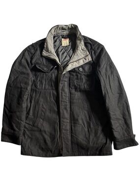 Levi's Black Military Field Jacket with Gray Quilted Collar